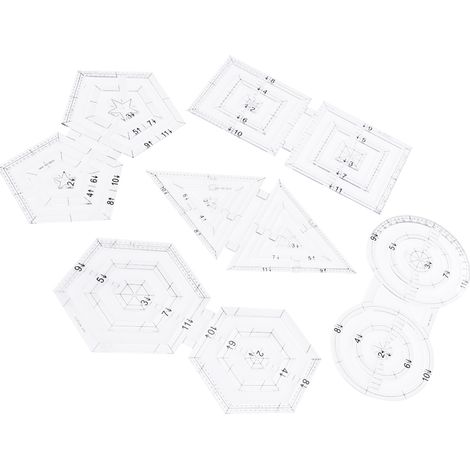 Ensemble de 5 règles pour patchwork, outils de couture manuels à double, rond, pentagonal, hexagonal et triangulaire
