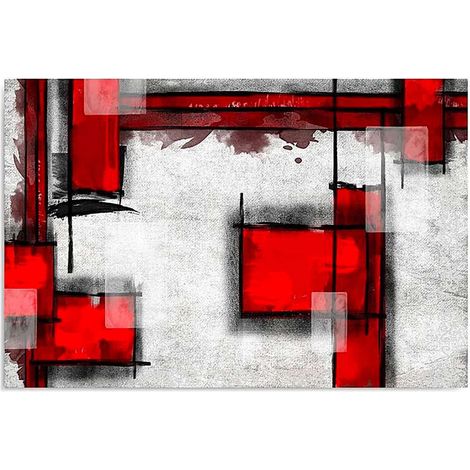 Tableau bois abstraction géométrique 5 - 70 x 50 cm (1/4)