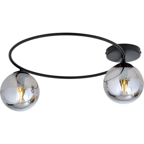 Lampada a Soffitto Sopra, Acciaio verniciato a polvere, Vetro, Nero, Grigio, 47x20x47 cm (1/5)