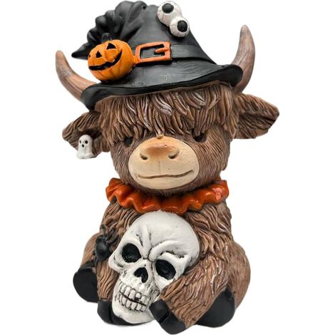 Figurines Vache Highland Figurines en Résine Décor Table Étagère Figurine Résine Statue Vache Brune Décorations Bureau Maison pour Fête Cuisine Chambre Appartement Thanksgiving (1/5)