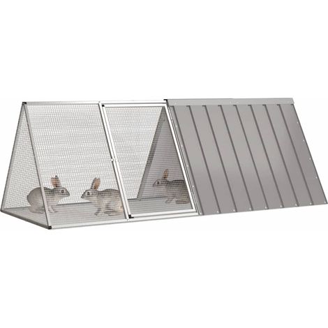 Maison Exclusive - Gabbia per Conigli grigio 201,5x80,5x71 cm Acciaio Zincato