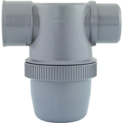 Fitt – Siphon de sol PVC Ø40 – Garde d'eau anti-odeurs – Pose horizontale sur canalisations longues – Culot dévissable pour nettoyage