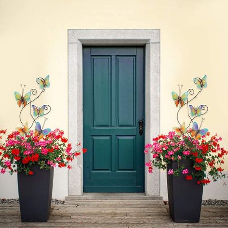 Décoration de Jardin en Métal Papillon Tuteur de Jardin Mural Fleur Extérieur Intérieur Panneau Décoratif