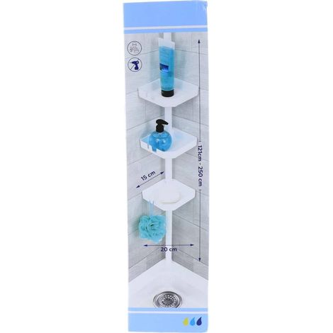 Teleskopische säule aus metallrohr + 3 regale ps - weiss - Tendance