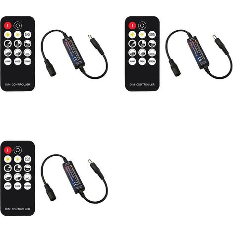 Variateur LED 3X avec télécommande RF, réglage de la luminosité DC5V-24V, interrupteur à 14 touches pour ruban LED (1/5)