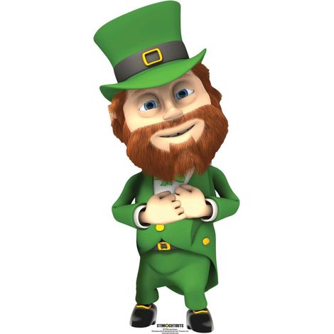 Figurine en carton Leprechaun irlandais Lutin de noël costume vert -Haut 140 cm (1/4)