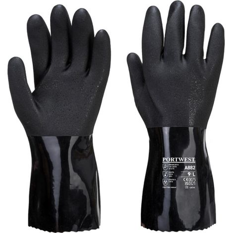 Guante químico de PVC ESD Negro, electricidad y estática A882 M