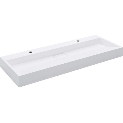 Lavabo 120x46x11 cm Fonte minérale/marbre Blanc