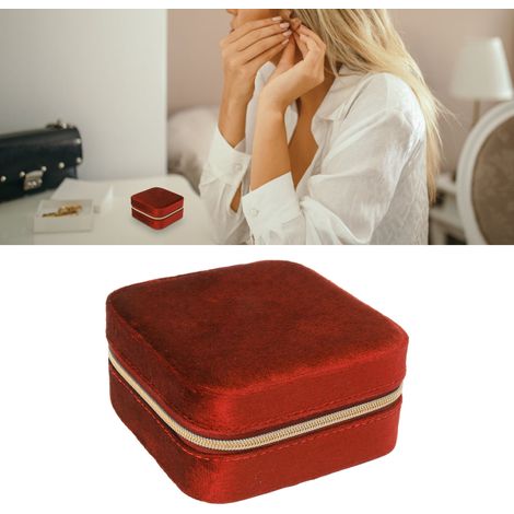 Mini boîte à bijoux de voyage, boucles d'oreilles, bagues, boîte à bijoux zippée, boîte de rangement à bijoux multifonctionnelle portable à double couche, style 6. (1/5)