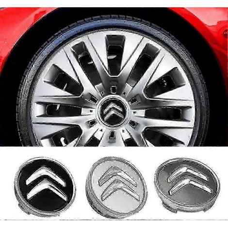Lot de 4 enjoliveurs pour Citroën C2, C3, C4, C5, C1, Elysee, Berling, Xsara, Picasso, Saxo, Cactus, DS3, DS4, DS6. Protection solaire et imperméable avec logo auto. (1/3)