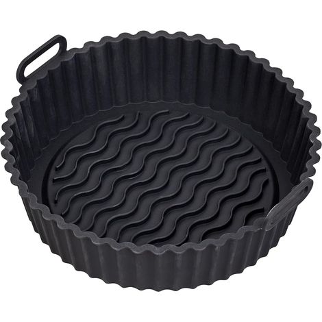 Panier silicone rond friteuse à air 21 cm, antiadhésif réutilisable fond rainuré, accessoire cuisson pratique pour air fryer maison (1/5)