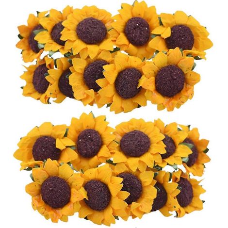 100 tournesols artificiels pour décorer votre intérieur avec des compositions florales.-12X3.5CM