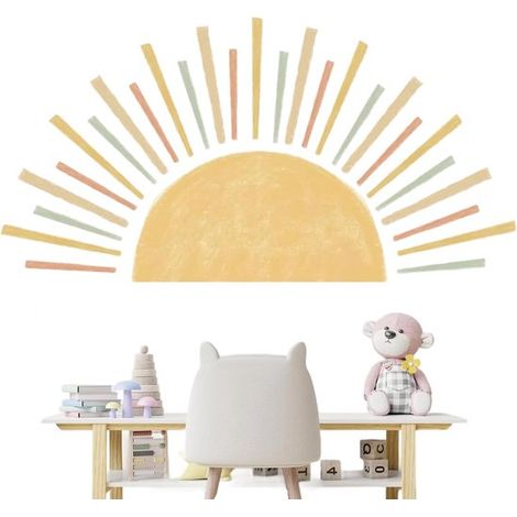 Tatuaje de pared sol boho pegatina de pared amanecer boho pegatina de pared decoración de pared habitación infantil para niñas (1/5)