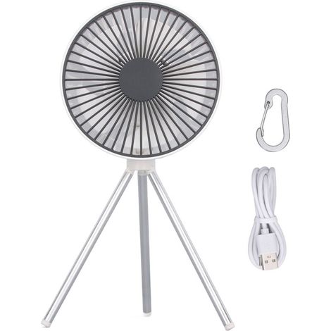 Ventilateur de Camping Portable USB Rechargeable 4000mAh avec Trépied pour Tente Extérieur Blanc