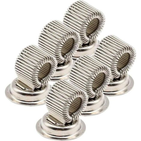 6 pièces de porte-stylo magnétique puissant avec bobine à ressort réglable dans un réfrigérateur en acier inoxydable, très approprié pour une utilisation sur un réfrigérateur et un tableau blanc (arge (1/4)