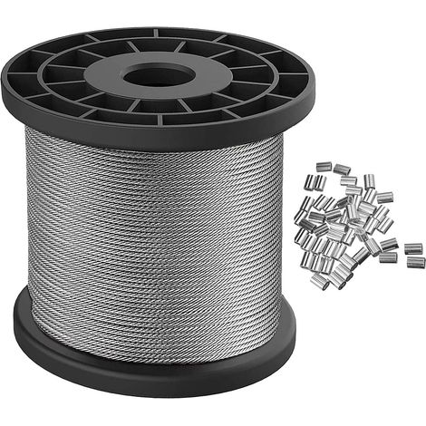 1,5 mm x 100 m verzinktes Stahlseil mit PVC-Ummantelung, Kunststoffummantelung, Forststahlseil für Bilderrahmen, Tragseil aus Edelstahl 304 (1/5)