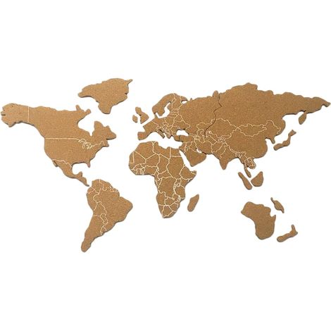 Carte du Monde en Liège Auto-adhésive, Panneau Mural Marron Facile à Installer, Tableau pour Messages, Décoration Murale Créative pour Salle de Classe (1/5)