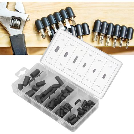 Set mit 80 schwarzen Gummikappen und -schutzkappen für Staubsauger, Durchmesser 5/32" bis 3/8". (1/5)
