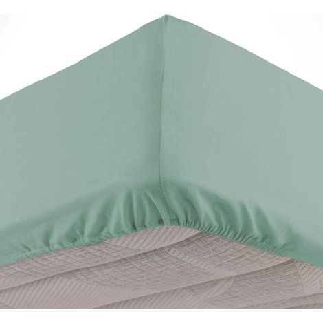 Drap Housse en Coton "Biolina" 140x190cm Sauge (1/4)