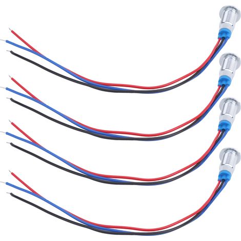 Quatre ensembles vendus ensemble, 3-6V, 8mm étanche, métal, voyant LED bicolore (rouge et bleu). (1/5)