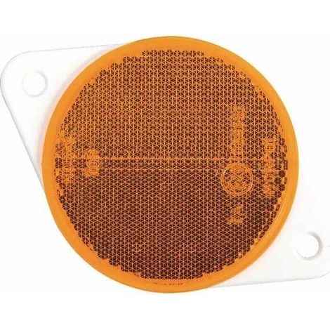Catadioptre rond orange 75mm avec base à visser réflecteur remorque tracteur voiture (1/2)