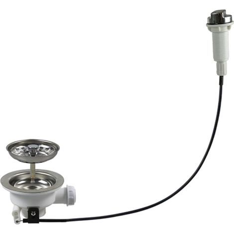 Bonde de vidange pour évier de cuisine avec contrôle par câble, panier filtrant (110 mm) (1/5)
