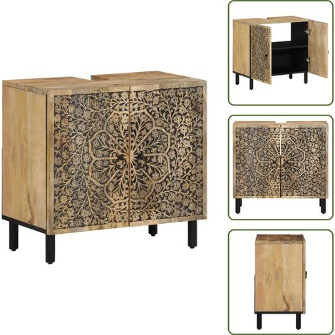The Living Store Waschbeckenunterschrank 62x33x58 cm Massivholz Mango - Bad-Unterschrank