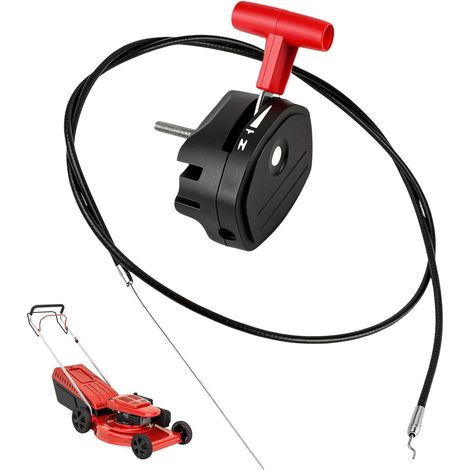 Câble Accélérateur Tondeuse - 1 Unité - Acier Gainé - Levier Universel Réglable - Pour Tondeuse et Motoculteur - 142 cm Noir (1/5)