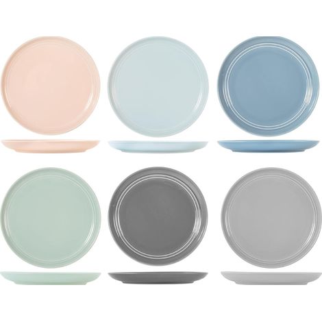 6 x assiettes plates assorties LOFT - Porcelaine - 27cm - H&H (1/3)