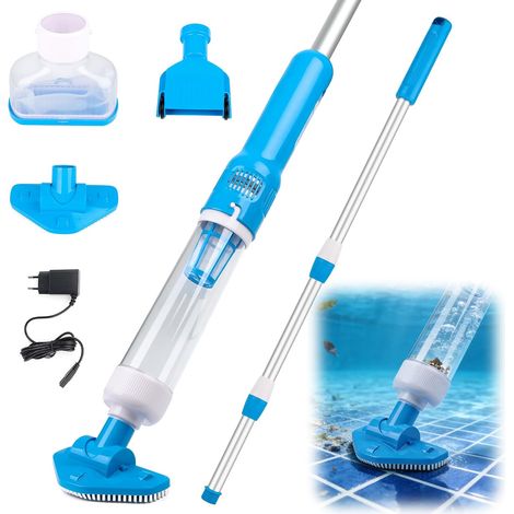 Aspirateur de piscine sans fil avec batterie 3 en 1 Barre télescopique, autonomie jusqu'à 90 min, nettoyeur de piscine rechargeable avec filtre pour jacuzzi hors sol (1/5)