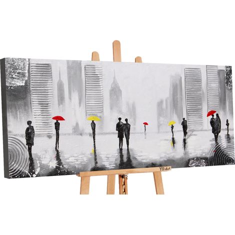 Gemälde Handgemalte Regen romantik Angenehmes Treffen 100x50 cm