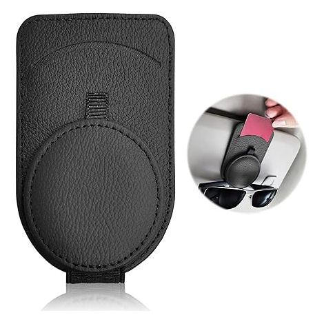 SHINING HOUSE Soporte para gafas de coche, marco universal para gafas de sol de coche, clip para marco de gafas de sol de coche, clip de cuero para colgar gafas, estuche para gafas de coche (una pieza (1/5)