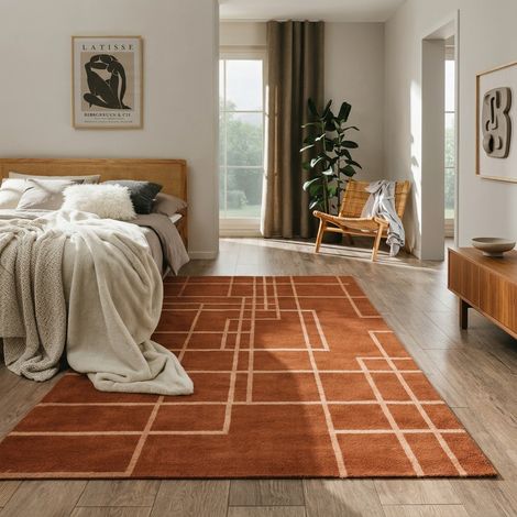 Tapis design ArcticWhisper - Designertapis - 290x190cm, Rectangular - 80% Laine vierge, 20% Soie de bambou - Tufté main - Marron