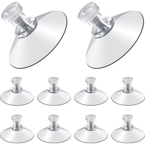 10PCS Suction Cups 42mm Clear Suction Pads Plastic Sucker Pads with knurled Nut for Glass Mirror Window Wall Door and Other Smooth Flat (1/5)