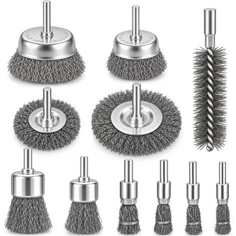 Brosse Métallique pour Perceuse, 6 mm Tige Hexagonale Brosse Metal, 11 PCS (1/5)