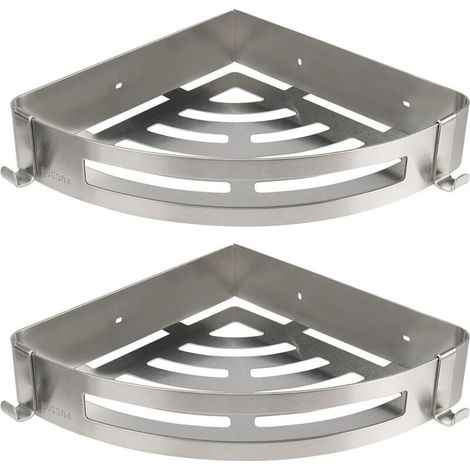 Étagère/Meuble de douche 2 pièces, argent (1/5)