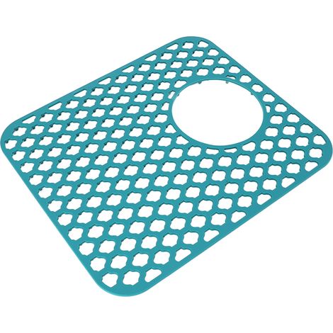 Tapis d'évier en silicone avec trou d'évacuation latéral, antidérapant et facile d'entretien, idéal pour la cuisine et la maison (écologique). (1/5)