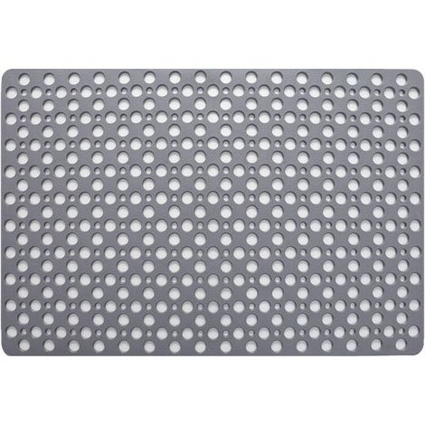 Tapis de Douche Antidérapant antibactérien,43 X 75CM Tapis de Bain de Baignoire Tapis de Pied résistant à la moisissure et Lavable en Machine pour Douche ou Baignoire,Trou Rond Gris, Ensoleillé (1/5)