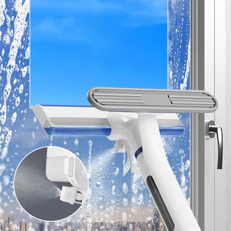 TrAdE Shop Traesio - Pulitore Vetri Spruzza Lava Raschia Raccoglie Acqua 3in1 Con Spray Contenitore Integrato - (1/5)