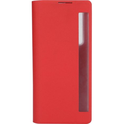 Étui rabat pour Huawei Mate X2, coque flip cuir avec fenêtre intelligente et support, coque en cuir rouge. (1/5)