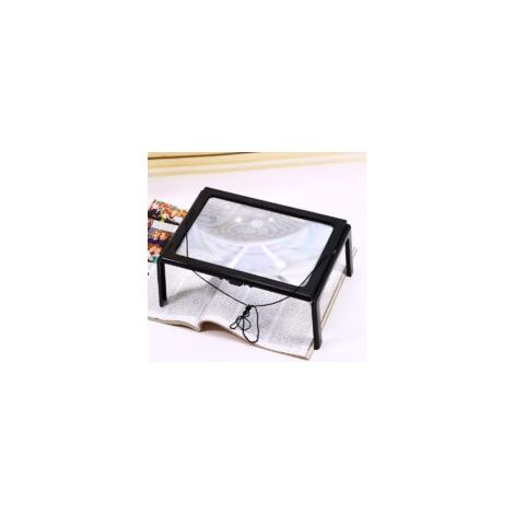 Lupa de lectura 3X, lupa de página completa con luz LED, lupa rectangular con soporte, lente de aumento manos libres, regalo para personas mayores y personas con discapacidad visual.