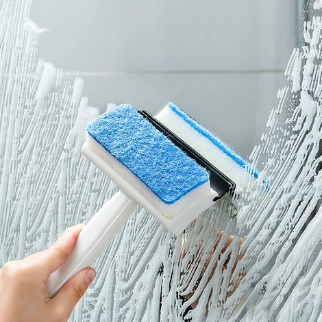 Brosse de Nettoyage de Vitre Raclette en Microfibre Laveur de Fenêtre,Nettoyage de Vitres Professionnel Combi Fenêtre Combi Laveur de Fenêtre pour Salle de Bain Sol/Carrelage Mural/Toilette/Voiture Su (1/2)