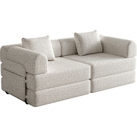 Canapé-lit 1 place 2-en-1 avec rangement dans l’accoudoir, structure en métal, base antidérapante et configuration modulable kaki - CHICFURN (1/5)