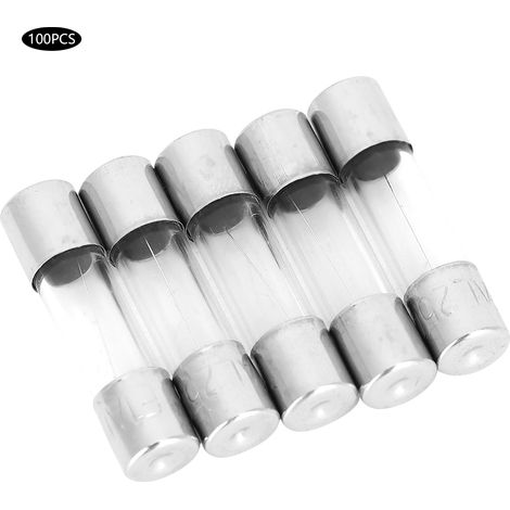 Lot de 100 fusibles à tube en verre 250 V, fusibles rapides 5 x 20 mm² 2 A pour la protection des circuits (1/5)