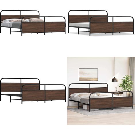 vidaXL Metallbett ohne Matratze Braun Eichen-Optik 180x200 cm (1/5)