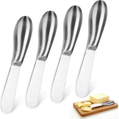 Juego de 4 cuchillos pequeños de acero inoxidable para mantequilla, que miden 13,5 x 2,4 cm, queso, con un diseño robusto y duradero (1/5)