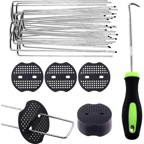 201 agrafes de jardin en U et joint de fixation en plastique avec crochets. Assortiment d'agrafes de jardin pour tuyaux d'irrigation, clôtures fixes et clous pour gazon synthétique. (1/5)
