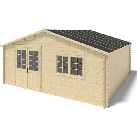 Casetta da giardino in legno - 36m2 - 6x6m - 40mm - colore: naturale - DOM749 (1/5)
