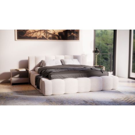 Polsterbett Doppelbett LIZETH 120x200cm Komplettset Stoff Perfect Harmony Hellbeige