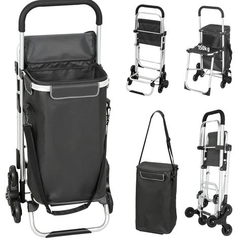 Carrello spesa con seduta 40 L a 3 ruote in alluminio grigio scuro (1/5)